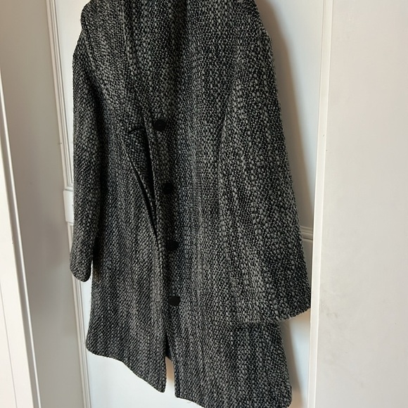Eileen Fisher Wool Tweed Winter Coat with Buttons pockets Black Grey xsmall - Picture 13 of 14